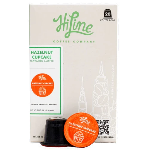 HiLine Coffee HiLine Espresso Coffee Pods, Hazelnut Cupcake Flavored Coffee, 20 Count (Pack of 1), Single Cup Espresso Capsules, Compatible with Nespresso Original Brewers