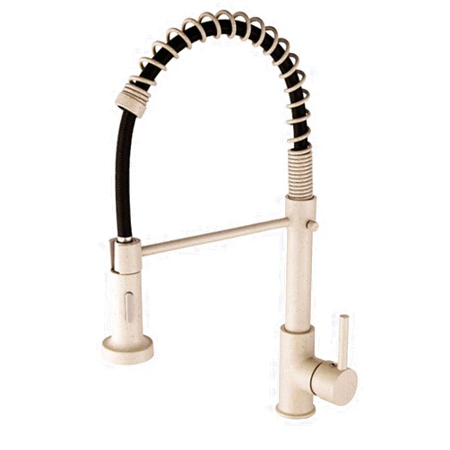 TVBNHU Pull Down Kitchen Faucet, High-Arc Single Handle Spring Kitchen Sink Faucet with 2 Function Sprayer, Solid Brass Single Hole Kitchen Mixer Tap with Hot and Cold Water,Beige
