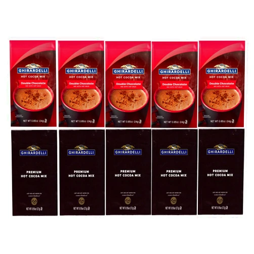 Ghirardelli Variety 5 Double Chocolate & 5 Premium Hot Cocoa Mix 10 Pack