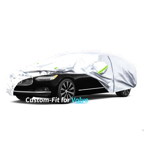 Piegieqie Custom-Fit for Volvo Car Cover, 7 Layers Car Cover Waterproof All Weather for Automobiles, Outdoor Full Cover Rain Sun UV Protection with Zipper (Silver,for Volvo C70)