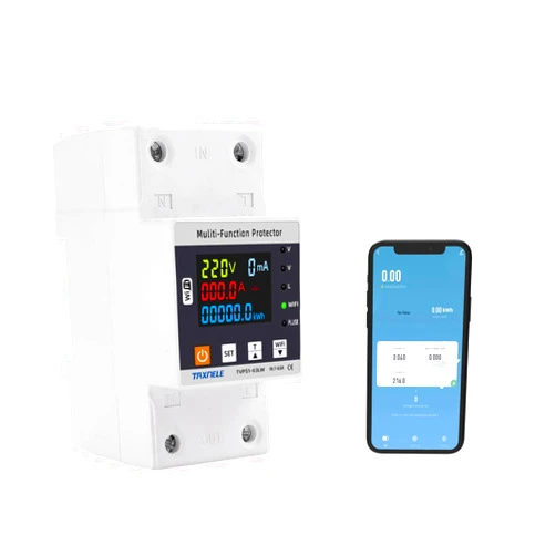 TAXNELE 63A 80A TUYA WiFi Smart Earth Leakage Over Under Voltage Protector Relay Switch Circuit Breaker Timer Energy Power kWh Meter Over Current Protect Smart Life 230V (80A)