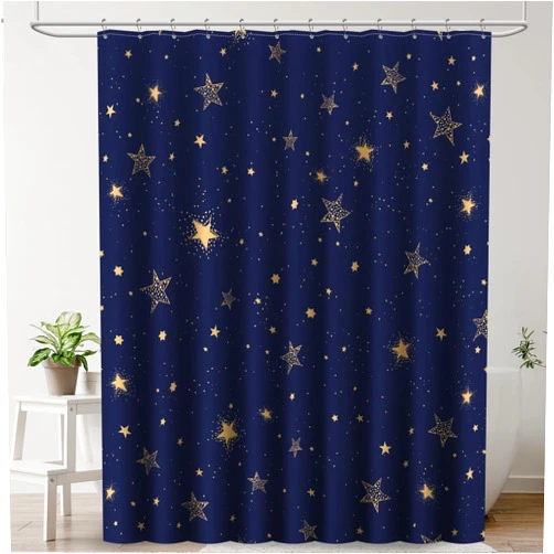 Amaredom Star Shower Curtain, Celestial Shower Curtain for Bathroom, Waterproof Fabric Shower Curtain Set, Bathroom Decoration with 12 Hooks 72x72 Inches