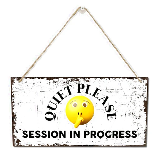 Razpah Quiet Please Session in Progress Sign, Printed Wood Plaque Sign, Hanging Door Sign for Office, Salon, or Commercial Use, Decorative Wood Sign Office Decor, Home Office Decor Wall Art Sign 12