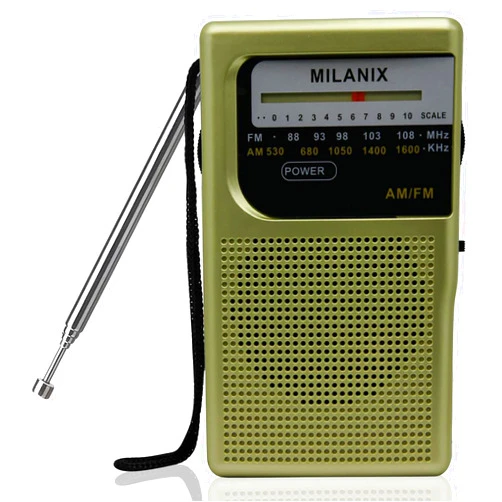 MILANIX Small AM/FM Radio Portable Battery Operated with Best Reception, Longest Range, Headphone Jack, Tuning Light, Transistor, Indoor and Outdoor, Emergency Use (Green Olive)