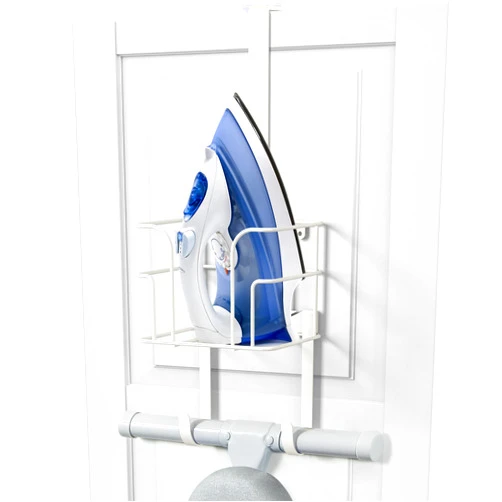 ORLESS Over The Door/Wall Mount Ironing Board Hanger, Laundry Room Iron and Ironing Board Caddy Storage Holder (White)