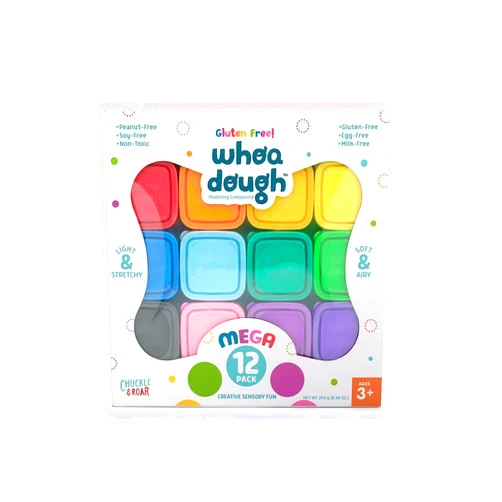 Chuckle & Roar - Whoa Dough Mega 12 Pack - Tactile Kids Dough - Fun Arts and Crafts Time for Preschoolers - Gluten Free Formula - Ages 3 and Up