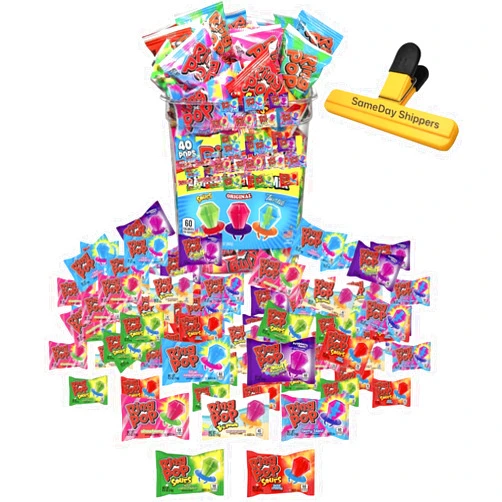 KANDYRIFIK RING POPS (Bulk Variety Pack 40 ct) | Ring Pop Individually Wrapped Bulk Lollipop Variety Pack Suckers| Assorted Flavors Lollipops Candy Tub | SameDay Shippers Bag Clip Included