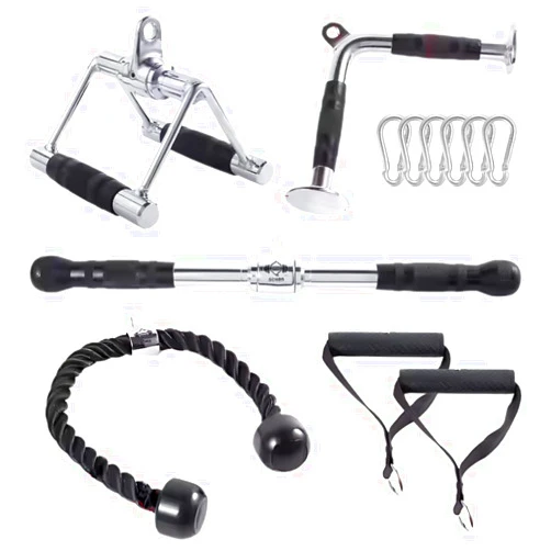 Schibs Tricep Press Down Cable Machine Attachment Set LAT Pulldown Attachment Cable Machine Accessories for Home Gym