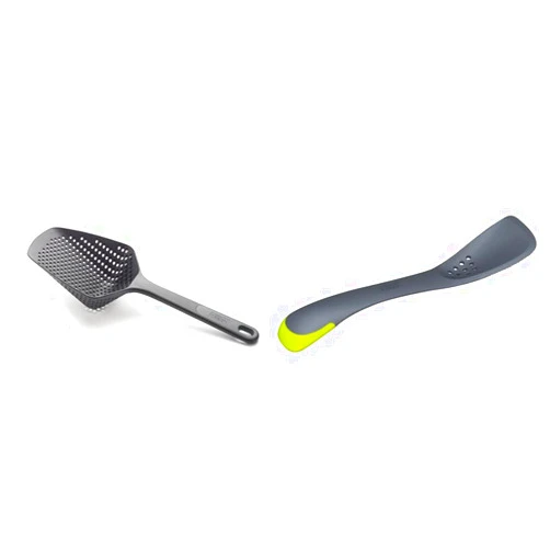 Joseph Joseph Scoop Plus Colander, Spoon Drainer/Strainer + Uni-tool 5-in-1 Silicone Kitchen Utensil