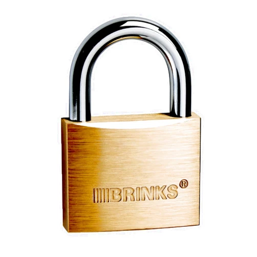 BRINKS - 50mm Commercial Solid Brass Keyed Padlock - Solid Brass Body with Boron Steel Shackle
