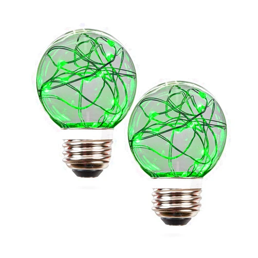 SleekLighting 0.5 watt LED Light Bulb - Fairy light G16 – General Purpose Green LED Light Bulb – UL Approved – Uses half a Watt of Energy, 110 Volt, Instant On, Average Life 10,000 Hours 2 Pack