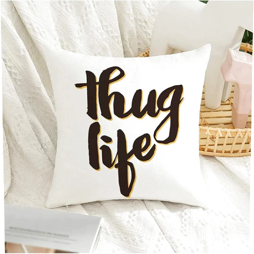 Meldeelm Velvet Decorative Square Throw Pillow Cover Cushion Case Thug Tattoo Print Vintage Message Shirt Life Glamour Ink Hand Written Isolated White Miscellaneous Pillow Case for Sofa Couch Bed 24x24 Inch