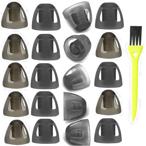 NOCALC 20Packs Small 6mm Hearing Aid Domes Smoky Gray Tips for GN Resound Comfortable for Open Fit BTE Sound Amplifier PSAP Kit Invisible (Small) with 1 Brush