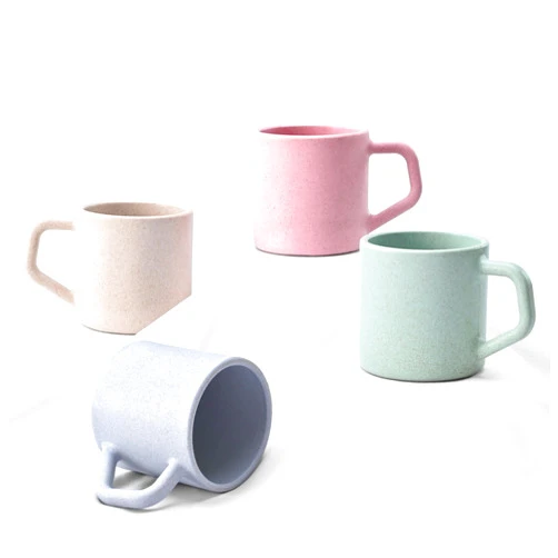 Eha Earth-Friendly Comfy Coffee Cup Set of 4 | 200 ml | Made with Rice Husk & Bamboo Fibers | Microwave Safe | for Hot & Cold Coffee Mug, Tea & Milk | Natural Matte Finish | Multi-Light