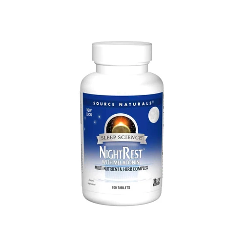 Source Naturals Sleep Science NightRest Multi-Nutrient & Herb Complex With Melatonin, GABA, Passion Flower, Chamomile, Lemon Balm & More - Herbal Formula - 200 Tablets 1 200 Count (Pack of 1)