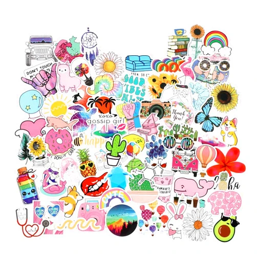 FNGEEN 100pcs Cute Water Bottle Stickers for Adults Women Teens, Vinyl Waterproof Laptop Sickers Pack Aesthetic, Vsco Stickers Decals for Hydroflask Computer Tumbler Phone Case Skateboard Scrapbook