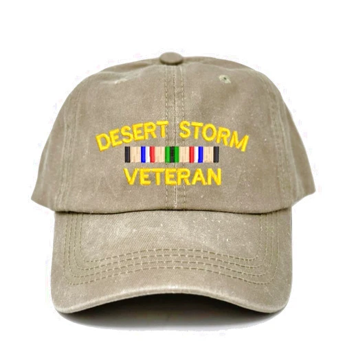 Lufufu Desert Storm Veteran Embroidered Pigment Dye Cotton Polo Cap