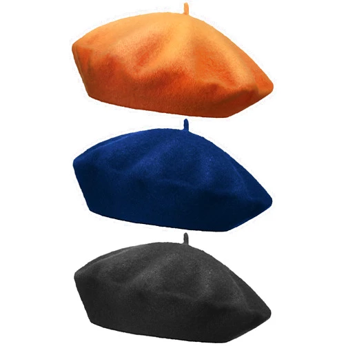 HESTYA 3 Pieces Wool Beret Hat French Style Wool Beanie Cap Solid Color Winter Hat for Women and Girls Casual Use