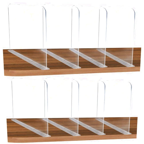 ROUFA 8Pcs Clear Acrylic Shelf Dividers, Closet Organizer Fit for Any Thickness of Shelves, Multi-Purpose Wood Shelf Separators Purse Organizer for Bedroom, Kitchen, Office, Bathroom 11.8''x11''