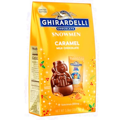 GHIRARDELLI Milk Chocolate Caramel Snowmen, 5.8 Oz Bag