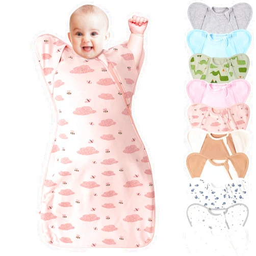 Knirose 3-Way Wearable Swaddle Blankets Sleep Sacks with Arms Up, Hands Up Sleeping Sack Easy Diaper Changing Sleeping Bag for Baby Boy Girl Newborns Transitions to Arms-Free Calms Startle Reflex