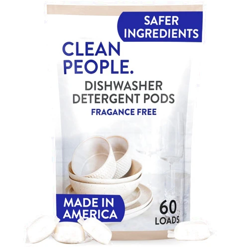 The Clean People Dishwasher Detergent Pods | Cuts Grease and Rinses Sparkling Clean | Residue-Free | Fragrance Free and Unscented, 60 Pack