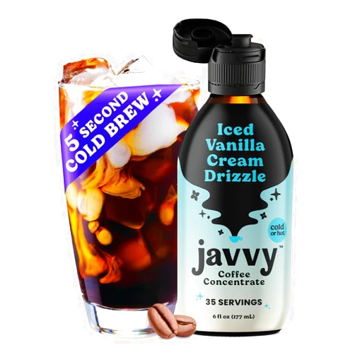 Javvy Javy Coffee Concentrate - Cold Brew Coffee, Perfect for Instant Iced Coffee, Cold Brewed Coffee and Hot Coffee, 35 Servings - Iced Vanilla Cream Drizzle