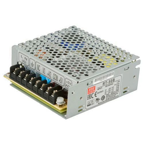 MEAN WELL 50W AC/DC Enclosed Switching Triple Output Power Supply +5V 4A +12V 2A -12V 500mA