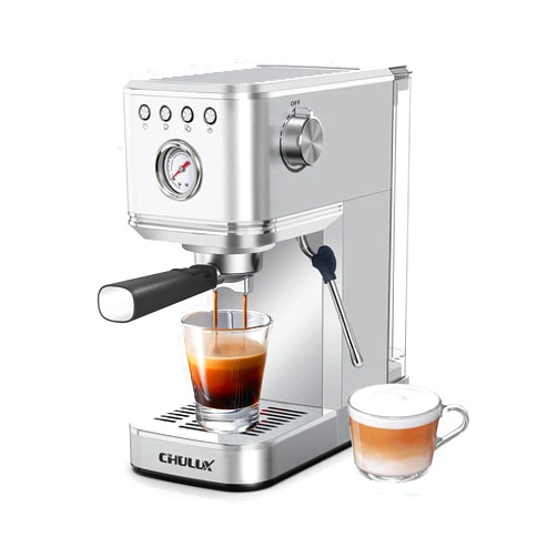 CHULUX Kompatto Espresso Machine 20 Bar with Milk Frother, Stainless Steel Automatic Espresso Coffee Machine for Home Latte & Cappuccino Maker, 40oz Removable Water Tank, 1350W