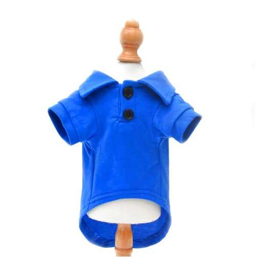 lovelonglong Basic Dog Polo Shirts Premium Cotton, Polo T-Shirts for Large Medium Small Dogs with a Two-button Collar Blank Color Blue S