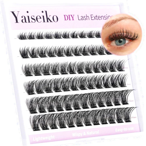Yaiseiko Lash Clusters Eyelash Extensions Wispy Eyelash Clusters Lash Extension 72pcs 8-16MM D Curl Volume Individual Lashes Clusters Natural DIY Eyelash Extension at Home