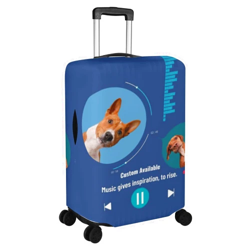 POPCUSTOMS Custom Personalized Travel Luggage Cover, Funny Design Music Suitcase Cover for 18-32 Inch, Washable Baggage Cover, Add Your Photo Text, Gift for Men Women Boy Girl