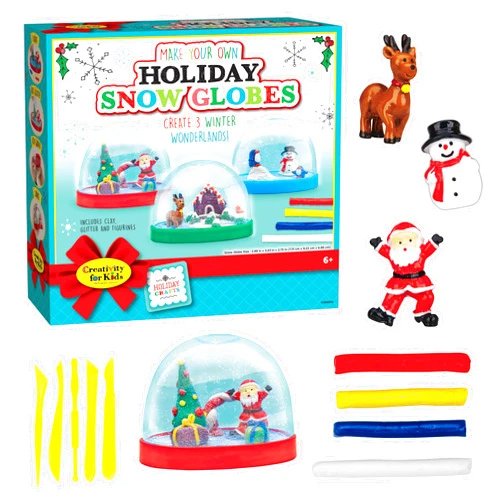 Creativity for Kids Make Your Own Holiday Snow Globes - Holiday Crafts for Kids, Create 3 DIY Snow Globes, Christmas Activities for Kids Ages 6-8+