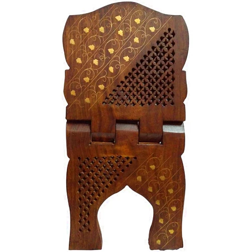 Garden Of Arts Wooden Handmade Quran Geeta Bible Holder Support Stand Reading Book Holder Display Folding Religious Prayer Stand Wooden Holy Book Stand Medium size 13 Inches