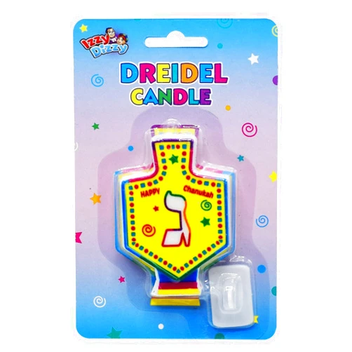 Izzy 'n' Dizzy Dreidel Shaped Candle with Stand - Hanukkah Party Decorations and Supplies - Izzy 'n' Dizzy