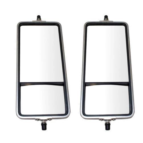 TRQ West Coast Mirror Manual 16 x 7 Inch Stainless Steel Bubble Back Convex Glass for HD Semi Truck