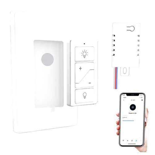 Nexete Smart Wireless Light Switch, Dimmer Switch & Receiver Kit No Wiring Wireless Remote Control,Remote & Voice Control,Bluetooth Work with Amazon Alexa Only, ETL Certified (1 Switch & 1 Receiver)
