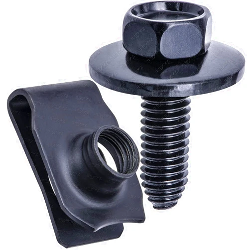 Rexka 15 Sets M8-1.25 X 25mm Body Bolts & Extruded U Nuts Kit for GM Ford Chrysler Jeep Dodge - Multipurpose Bumper Fender Engine Hood Shield Panel - 11503619 11500660 11502617 N623333-S2 6101283