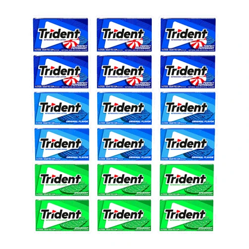 Trident Sugar Free Gum Variety Pack, Spearmint, Perfect Peppermint & Original Flavors, 18 Packs of 14 Pieces (252 Total Pieces)