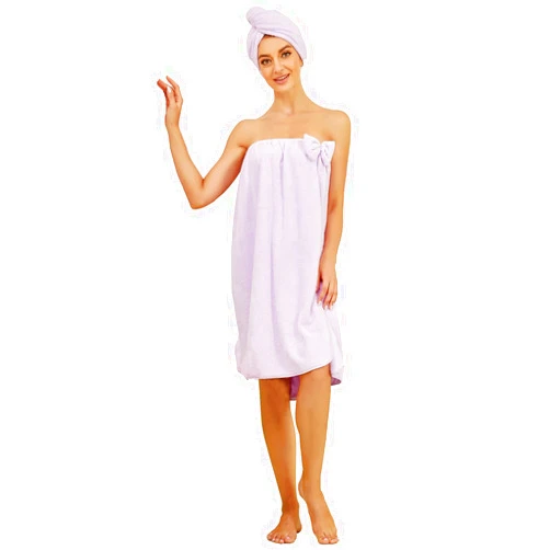 LiTrend Spa Body Towel Wrap, with Hair Towel, Women Bath Towel Wrap Cover Up for Shower, Super Soft Lightweight Adjustable Closure Bath Wrap Robe Towel with Velcro(Purple)