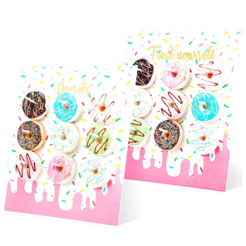 Yerliker 2 Pieces Donut Display Stand, Reusable Donut Holder Board, Party Wall Bagel Boards for Christmas Wedding Birthday Treat Holiday Gathering Parties