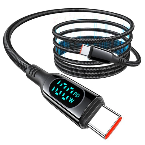 MINSLIS USB C Cable, DC01 Magnetic 100W/5A PD Fast Charging USB C to USB C Cable, LED Display Type C Charger Cable for iPhone 16/16 Pro/16 Pro Max, iPad Pro/Mini, MacBook Air/Pro, Kindle (3.3ft)