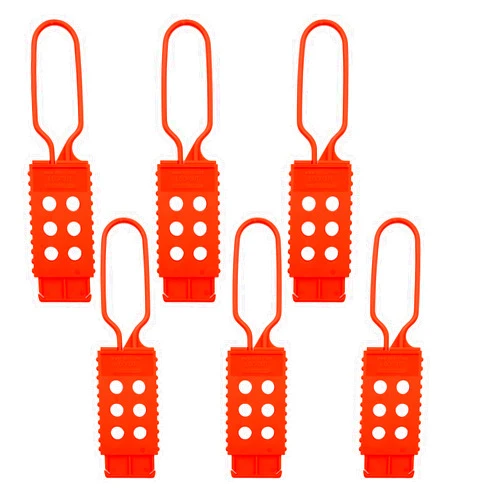 Boviisky Red Nylon Lock Out Tag Out Hasp, Safety Hasp with 6 Holes Interlock, 6 PCS Lock Hasps for Chemical Industrial