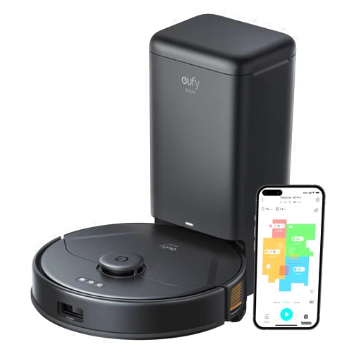 eufy X8 Pro Robot Vacuum Self-Empty Station, Twin-Turbine 2× 4,000 Pa Powerful Suction, Active Detangling Roller Brush, and iPath Laser Navigation for Pet Hair Deep Cleaning on Carpet (Renewed)