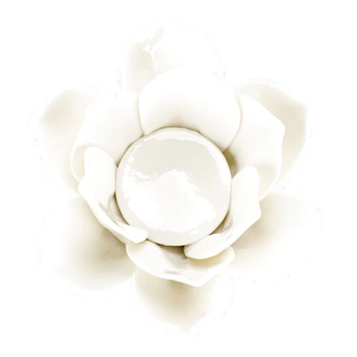 OwnMy 4.5 Inch Ceramic Lotus Flower Tea light Holder Lotus Petals Candle Holder Candlestick, Votive Flower Tealight Candle Holder Candle Lamps Holder with Gift Box for Home Decor Wedding Party (White)