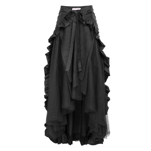 Jelysun Women's Steampunk Gothic Wrap Skirt Long Victorian Ruffles Pirate Skirt Maxi Viking Skirt for Halloween