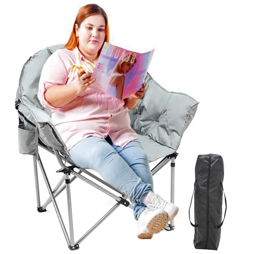 FICISOG Oversized Folding Camping Chair, Padded Portable Large Comfy Folding Chairs, Heavy Duty Lawn Chairs Camp Lounge Chair Supports 500 lbs for Adults Outdoor, Camping, Picnics