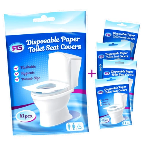 Rockland Guard Toilet Seat Cover - Flushable & Disposable Toilet Seat Cover for Bathroom - Road Trip Accessories & Travel Essentials for Kids & Adults - 5 Resealable Packs with 10 Sheets - 50-Count