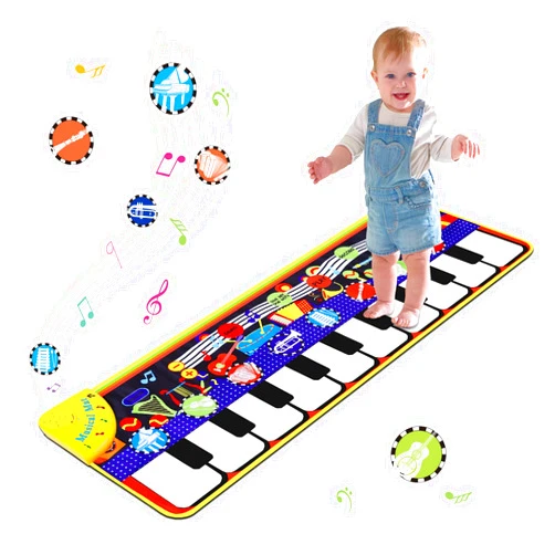 M SANMERSEN Musical Piano Mat for Toddlers - 28 Music Sounds Floor Piano Keyboard Dance Playmat - Toy & Gift for Kids 1-5 Years Old Boys Girls