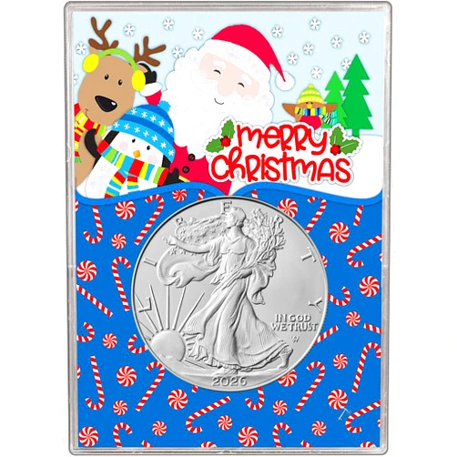 Smyrnacoin 2026 U.S. Silver Eagle 1 oz Brilliant Uncirculated in Christmas Santa Gift Holder Dollar Uncirculated US Mint